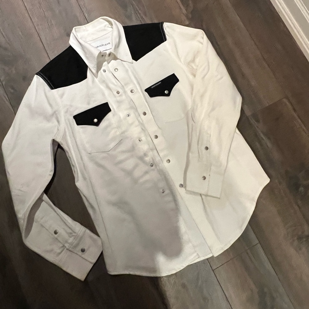 Calvin Klein Men's Western White and Black Shirt